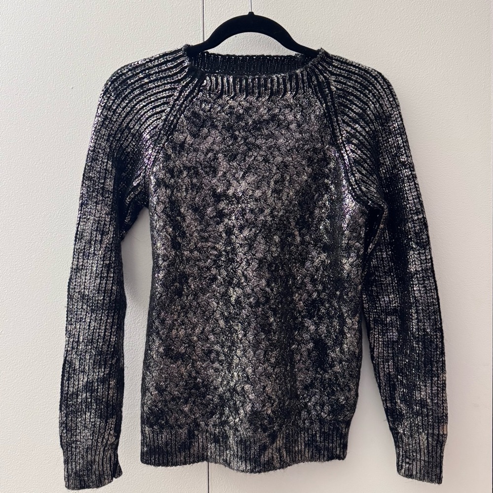 Made in Italy 🇮🇹 Metallic Crewneck Sweater | Black & Silver